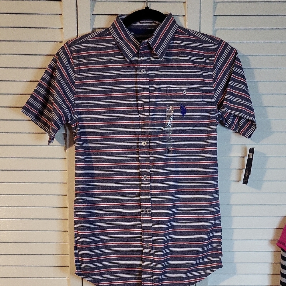 U.S. Polo Assn. Navy and Red Striped Shirt